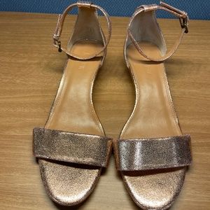 J Crew rose gold wedge heel sandal size 8
